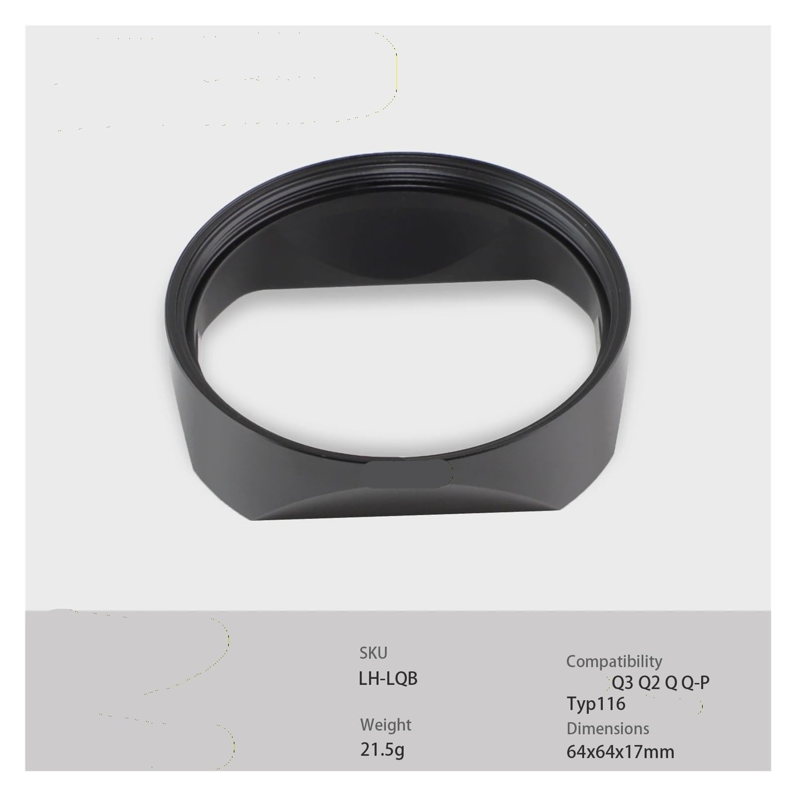 Pare-Soleil carré for Appareil Photo Q3 Q2 Q QP Typ116 Noir LH-LQB(Gold)