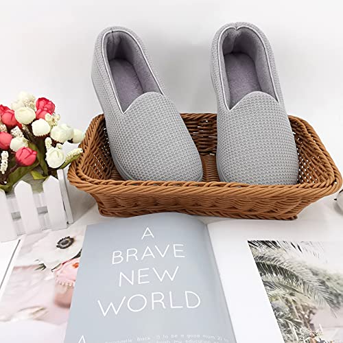 ofoot Womens Comfortable Memory Foam House Slippers Indoor Flat Shoes With Back Cotton Terry Cloth Lining Non Slip Soles4