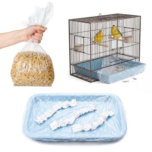 ForraFun 100 Pcs Disposable Bird Cage Liners 34x22 Clear Plastic Parakeet Liner Bags Universal Birdcage Liner Bags for Parakeets Parrots Finches Canaries Cockatiels Bird Cage Accessories