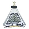 Pet Teepee with Thick Cushion, Dog/Puppy House with Bed Pet Tent for Indoor Outdoor (Striped)