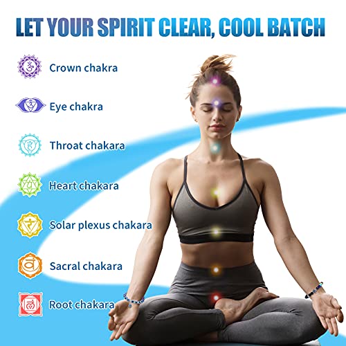 2 Pieces Evil Eye Bracelet Hand of Fatima Bracelet 7 Chakras Evil Eye Stretch Beaded Hamsa Hand Gemstone Good Luck Protection Crystals Healing Stones for Women4