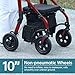 ELENKER All Terrain Rollator Walker Transport Wheelchair Combo, 2 in 1 Rolling Walker with Padded Seat and Wide Backrest, Red