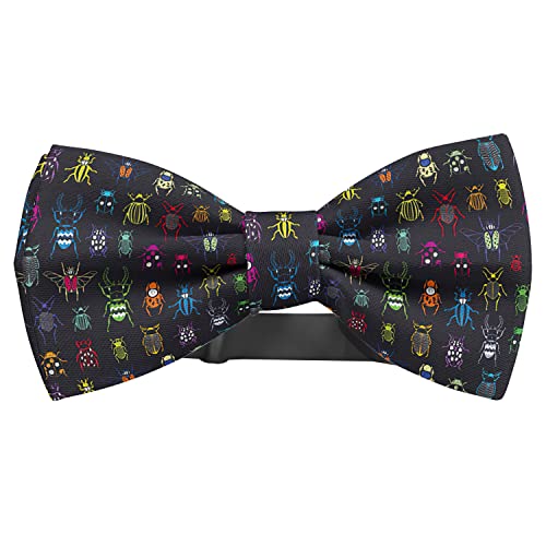 Adjustable Pre-tied bow tie for toddler Boys (Cartoon Doodle Beetles Insects Pattern) Elegant Cute Bowties for Dogs Cats Pets