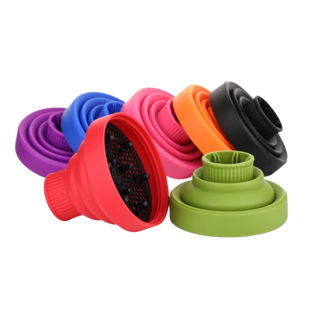 Rocky Green Diffusore pieghevole in silicone per asciugacapelli, ugello universale per capelli ricci, resistente al calore e design pieghevole portatile (rosa)
