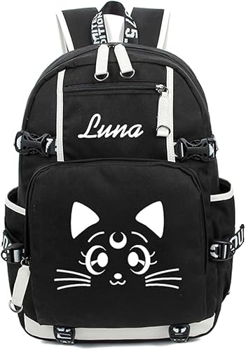 WANHONGYUE Mochila escolar con diseño de Sailor Moon de anime para estudiantes, mochila para computadora portátil, Negro -, Mochilas de mochila