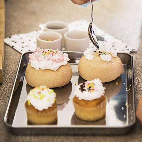 Image of TeamFar Stainless Steel Compact Toaster Oven Pan Tray Ovenware Professional, 8''x10.5''x1'', Heavy Duty & Healthy, Deep Edge, Superior Mirror Finish, Dishwasher Safe