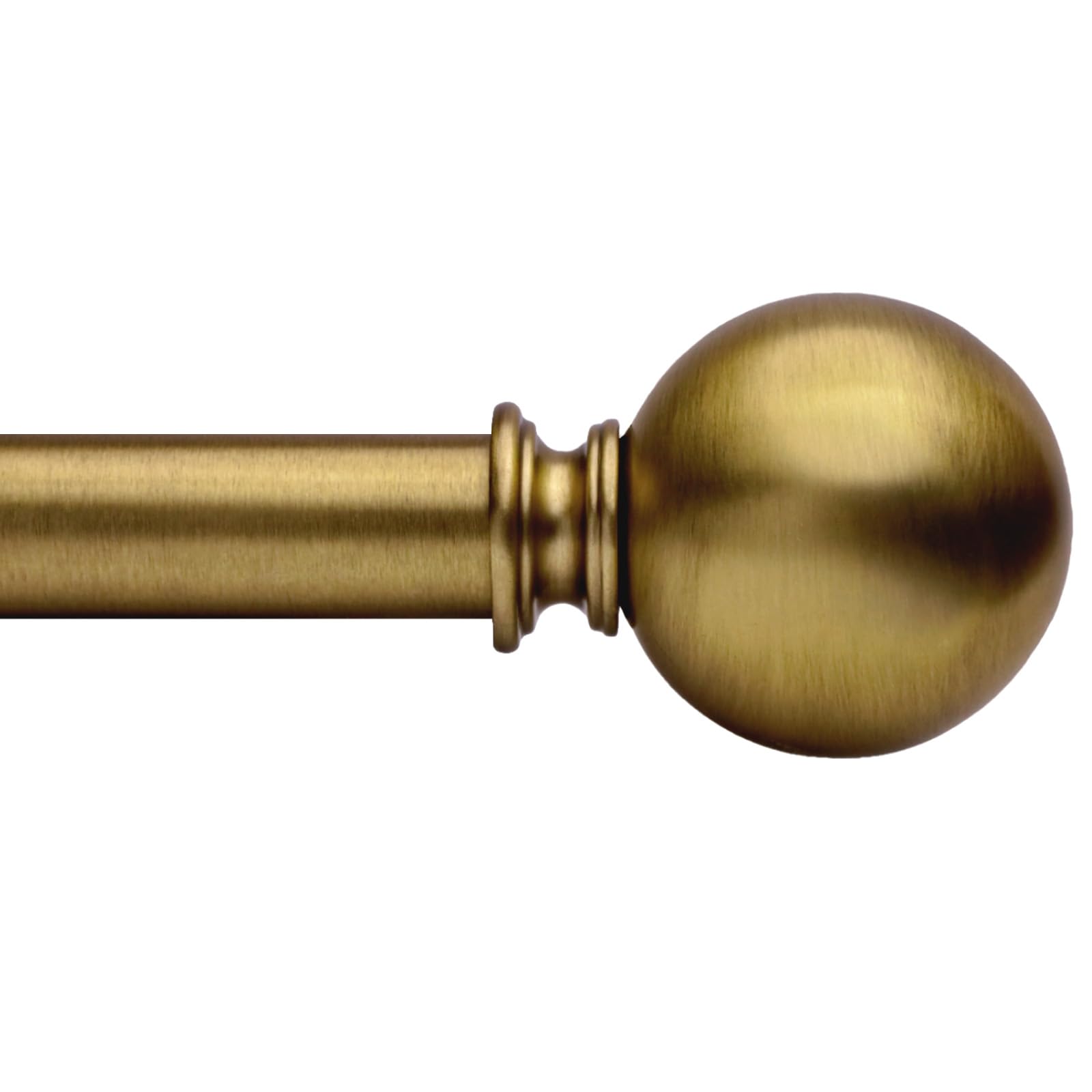 Golde Curtain Rods for Windows 18 to 144 inches,1 Inch Modern Metal Drapery Rods,Adjustable Heavy Duty Curtain Pole with Round Finials(18"-144"Aged Brass)