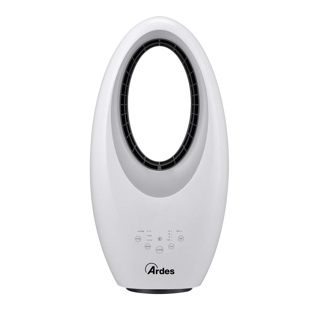 ARDES AR5BL1 Muna Bladeless - Ventilador Sin Aspas Potente y Silencioso, con Telemando, Luz Nocturna Led, Mandos Táctiles y Temporizador