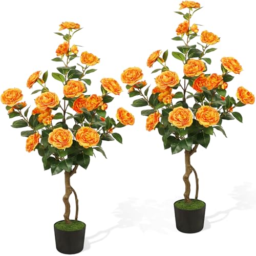 Artificial Camellia Tree 2 Pack, 42'' Faux Camellia Plant in