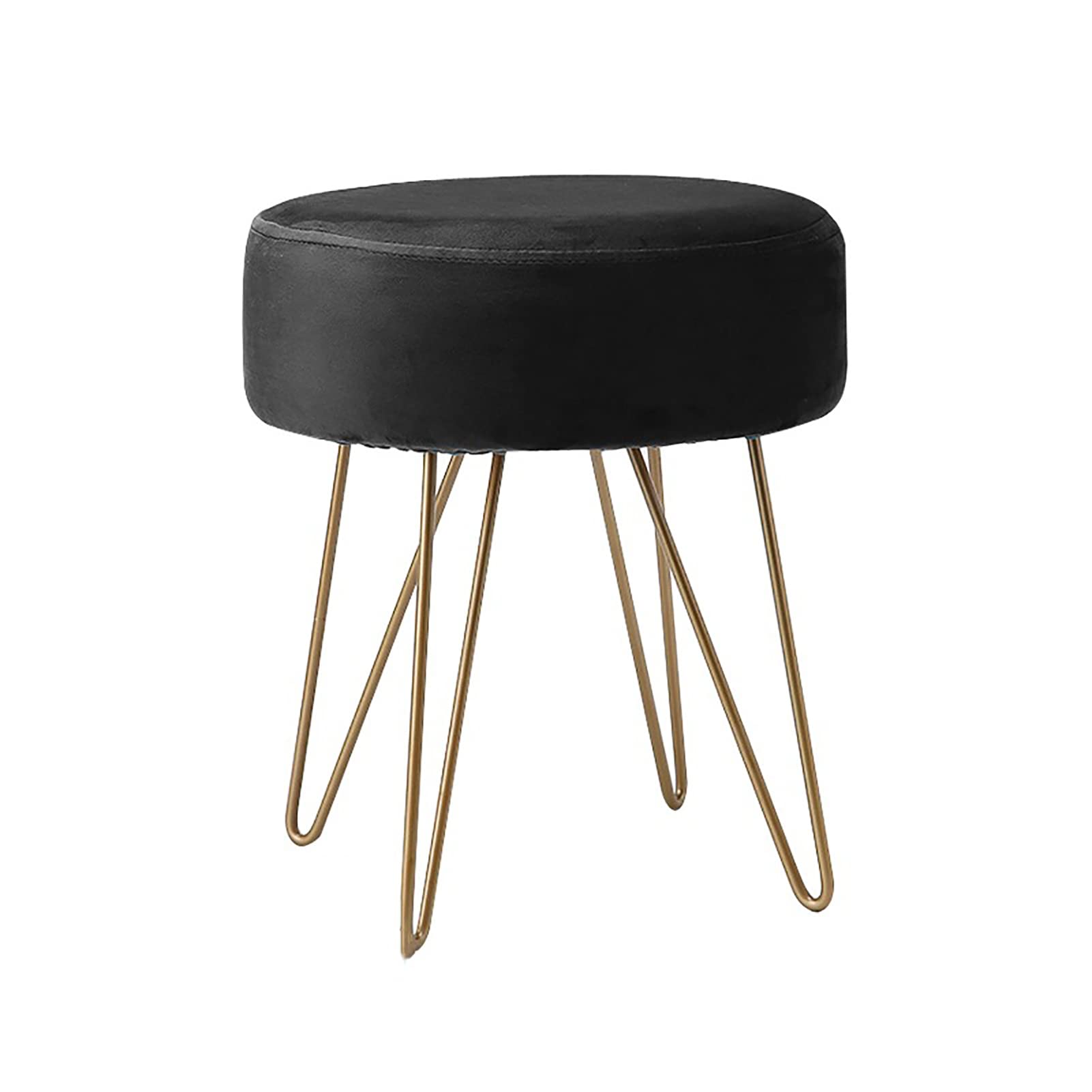 Tabouret de coiffeuse en velours gris avec pieds en métal chic pour coin maquillage