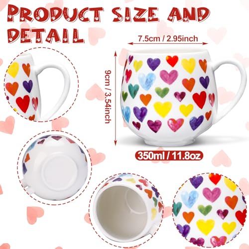 Set de 6 tazas de café de cerámica en forma de corazón miniatura 2
