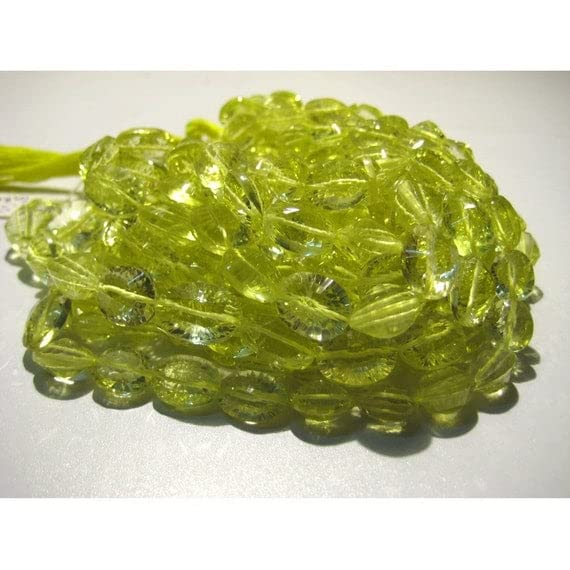 LKBEADS Koraliki z kwarcu cytrynowego, wklęsłe cięcie, owalne koraliki, fasetowane kamienie szlachetne, 9 x 12 mm do 10 x 13 mm koraliki, 20 cm