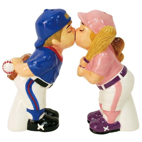 Westland Giftware Mwah! Baseball Players 4-1/4-Inch Magnetic Salt and Pepper Shakers