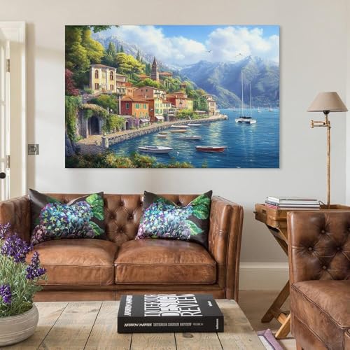 Lienzo para dormitorio grande con poster del Lago Como 5