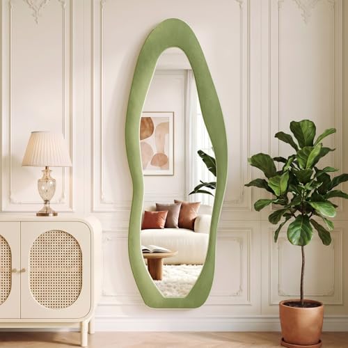Image of Koonmi 63 inchx24 inch Irregular Mirror Full Length, Flannel Floor Mirrors