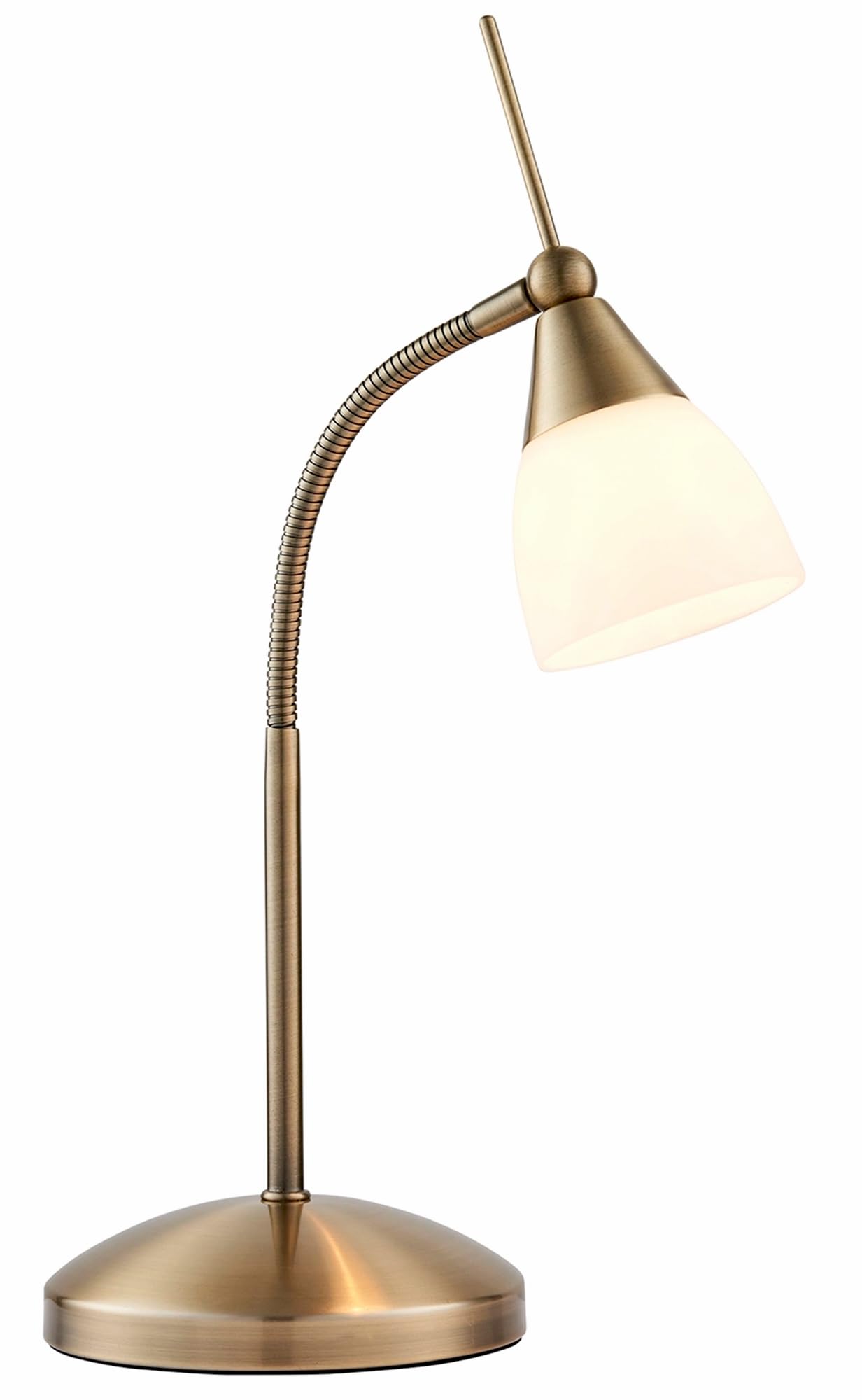 National Lighting Antique Brass Bedside Table Touch Lamp - Night Light With Touch Control - Gooseneck Desk Lamp With Opal Glass Light Shade - Decorative Lamp For Bedroom – - G9