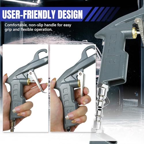 Image of Air Blow Gun Pneumatic Engine Cleaning Gun with 4Ft Hose, Aluminum Car Engine Cleaning Spray Guns, Vehicle Cleaner Degreaser Spray Tool for Narrow Space, Universal Fit (Straight Head+Bottle)