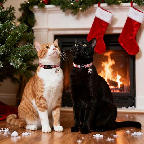 Collier de Noël pour chat réglable avec boucle de sécurité et clochette