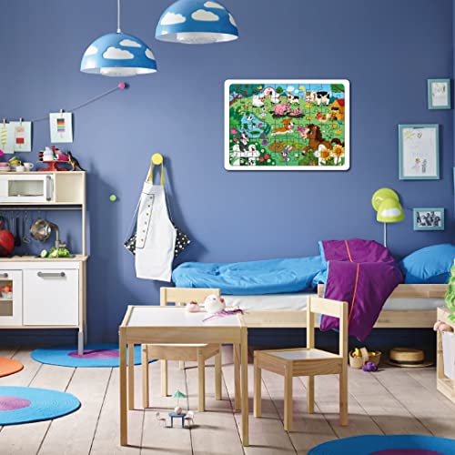 Image of Mini Leaves Farm Animal Puzzle | Premium Wooden Floor Puzzle for Kids | Puzzle Set with Wooden Box - Size 380 x 280 MM (48 Pieces)