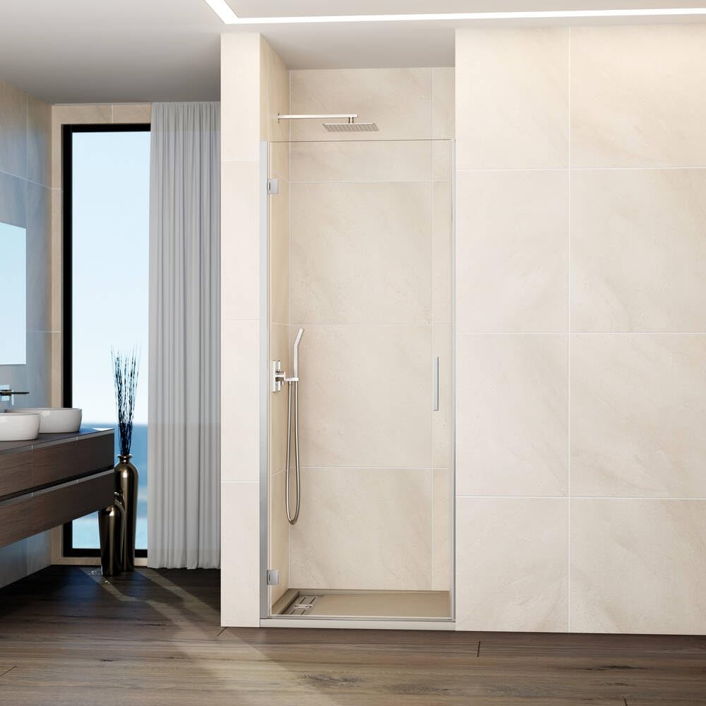 GME - Mampara Ducha Frontal 1 Puerta Corredera 65cm Cromo | Mampara de Cristal con Perfilería de Aluminio y 195cm de Altura | Cristal Templado 6mm Antical Y Cierre Magnético