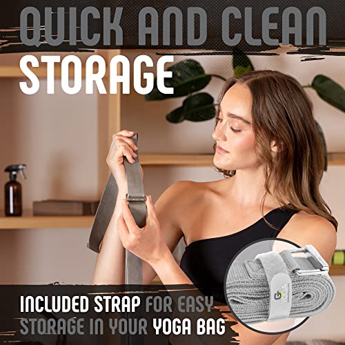 Gradient Fitness Yoga Strap, Friction-Less Easy-Feed Buckle, Yoga Straps For Stretching, Super Soft Cotton/Polyester Blend Webbing, Yoga Band, Free Eguide. (8 Feet) Gray #TOP2
