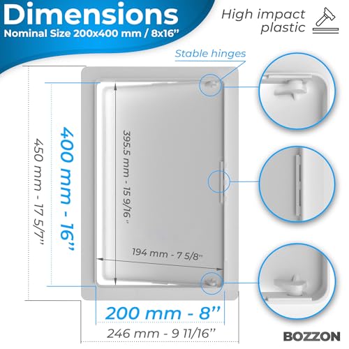 Image of Access Panel for Drywall - 8x16 inch - Wall Hole Cover - Access Door - Plumbing Access Panel for Drywall - Heavy Durable Plastic White