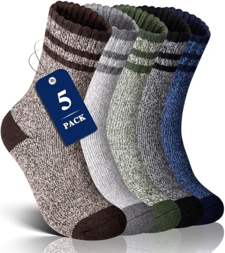 Yeblues Thermosocken Herren 5 Paar,Dicke Wintersocken Warme Merino Socken | Atmungsaktiv Winter Wollsocken Thermo Socken Männer für Outdoor Wandersocken Skisocken