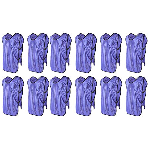 EVTSCAN 12pcs Purple Adult Training Vest Nylon Team Practice Pinnies Free Size for Football Basketball Fitness - Image 3