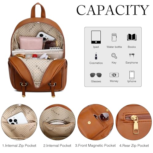 Image of KKXIU 3pcs Fashion Small Synthetic Leather Backpack Purse Cute Mini Bookbag for Women and Girls
