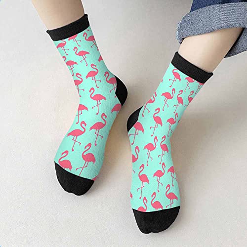 Image of Crew Socks for Woman Size 6-8 Tropical Wildlife Bright Teal Girls Socks