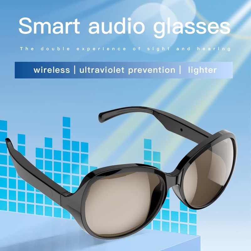 SUNOL F07 Smart Glasses with text 'Smart audio glasses' and features like wireless, ultraviolet prevention, lighter.