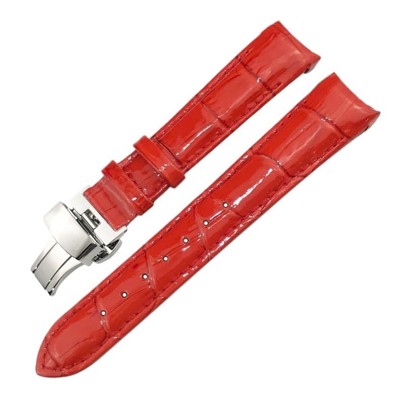 ZUC 18 mm paski do zegarków ze skóry bydlęcej do Tissot 1853 T035.207 T035 pasek do zegarka damski czarny biały fioletowy czerwony bezpłatne narzędzia (jasnoczerwony, różowe złoto)
