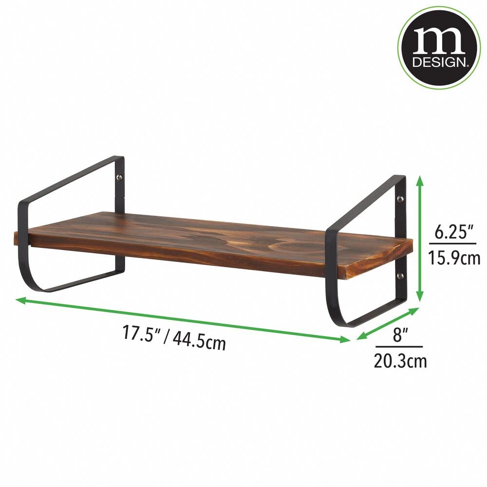 Moderno estante flotante – Estantería estrecha con soportes metálicos resistentes al óxido – Estante de pared para baño, cocina, oficina, etc. – Negro/Natural 7