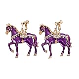 Pendientes de clip con diseño de caballo para mujer, con diamantes de imitación brillantes, joyería de caballo de carreras, regalo para amantes de los caballos, Medio, Metal, Sin piedra preciosa