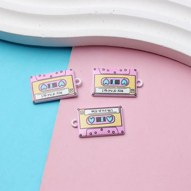 Miniatura 6 de 20PCS Retro Cassette Tape Charm - Elegante accesorio de metal para joyería DIY, decoración de bolsas y música - Creaciones relacionadas, Acrílico,