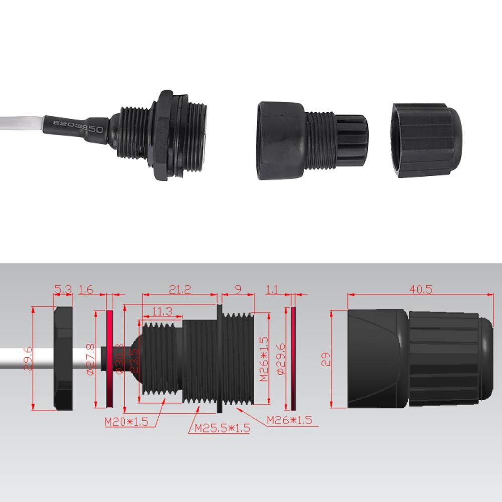 Lot de 5 connecteurs M25 RJ45 étanches Cat5/5e/6 8P8C pour câble Ethernet LAN IP67 double tête avec blindage Cat5E câble réseau adaptateur coupleur LAN extérieur mâle vers femelle