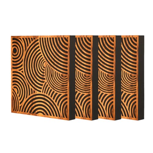 Image of Timber Acoustics Abfuser Mini Acoustic Panel | Diffusion & Absorption | Reduces Echo | For Studios, Home Theatres & Living Spaces | 1ft x 1ft x 2in (Concentric Arcs, Set of 4)