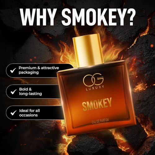 Image of OG BEAUTY Luxury Eau De Parfum Smokey | Long Lasting Fragrance with Whiskey, Oud, Vanilla | Elegant, Sophisticated, & Travel-Friendly Perfume for Man & Women | Ideal for Gifting | 100ml