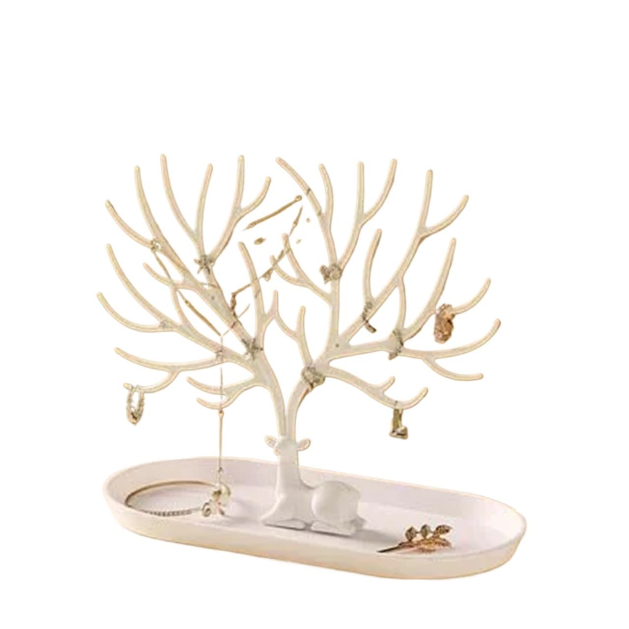 Zymjzbetic Jewellery Tree Jewelry Rack Necklaces Rings Display Bracelet Deer Organizer Cases Stand Tray Tree For Women(Color 3)