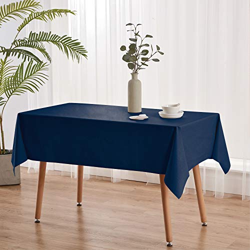 Image of NLMUVW Navy Blue Vinyl Tablecloth, Heavy Duty PVC Table Cloth 100% Waterproof Oil Proof Wipe Clean Table Cover for Kitchen Dining Picnic, 54 x 78 inch