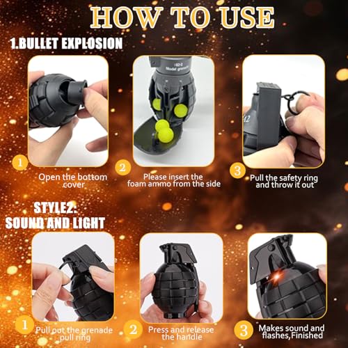 REGLORY Toy-Hand Grenade for CS Battle Game, 6pcs Tactical CS-Grenade Toy with 100 Foam Ammo, 4pcs Pull Ring Grenade Toys & 2 pcs Hand Grenades for Age 14 Years Old and up by REGLORY - Used condition - Image 3