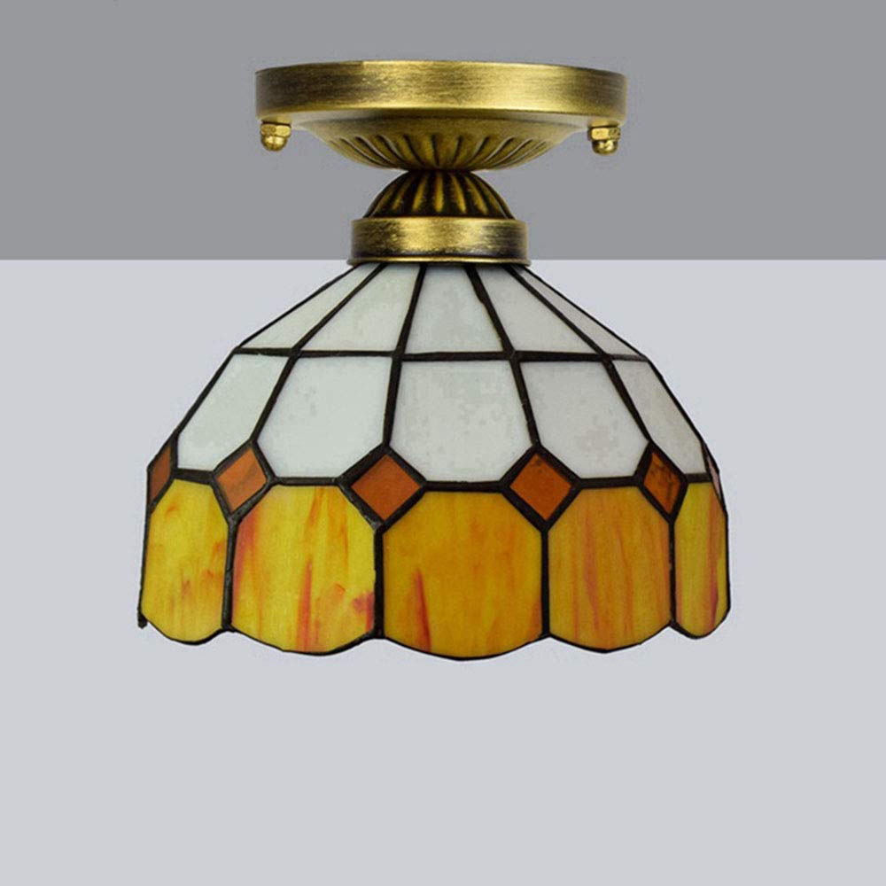 Generisch Lampa sufitowa z witrażem, 8 cali, retro półoprawa E27, idealna na wyspę kuchenną, korytarz, sypialnię, garaż i wiele innych, stylowe oświetlenie do każdego pomieszczenia