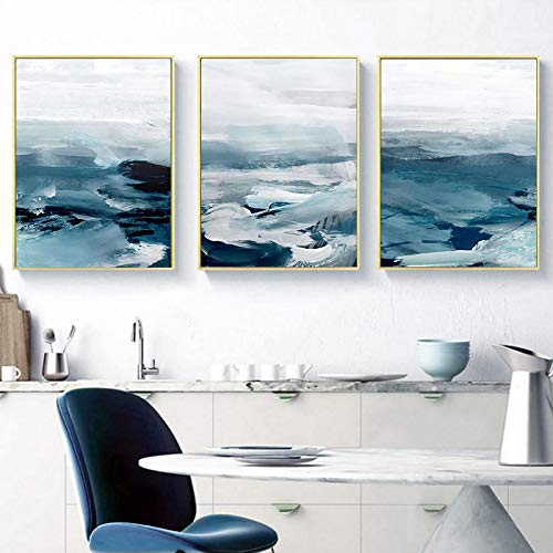 Peinture paysage océan abstrait pour sublimer le mur de votre salon scandinave