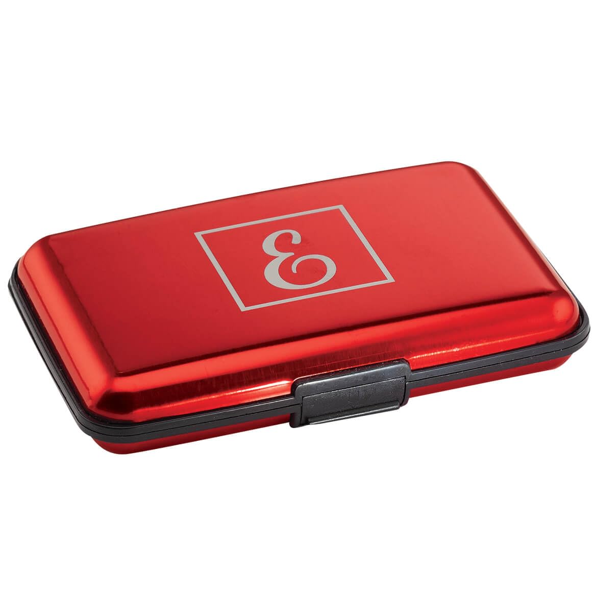 Fox Valley Traders Custom Initial Aluminum Credit Card Holder, Crafted with 100% Durable Aluminum, Accessories - Red Design, Measures 4 1/4
