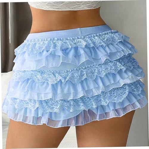Mini falda de encaje Y2K para mujer con forro de pantalón corto 4