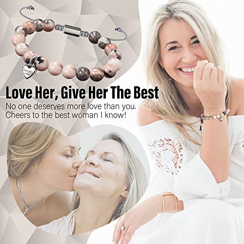 Stocking Stuffers for Teens, Christmas Gifts for Mom from Daughter Beaded Bracelets for Women Teen Girl Gifts Adjustable Charm Link Bead Birthday Graduation Gift for Her Girlfriend Sister