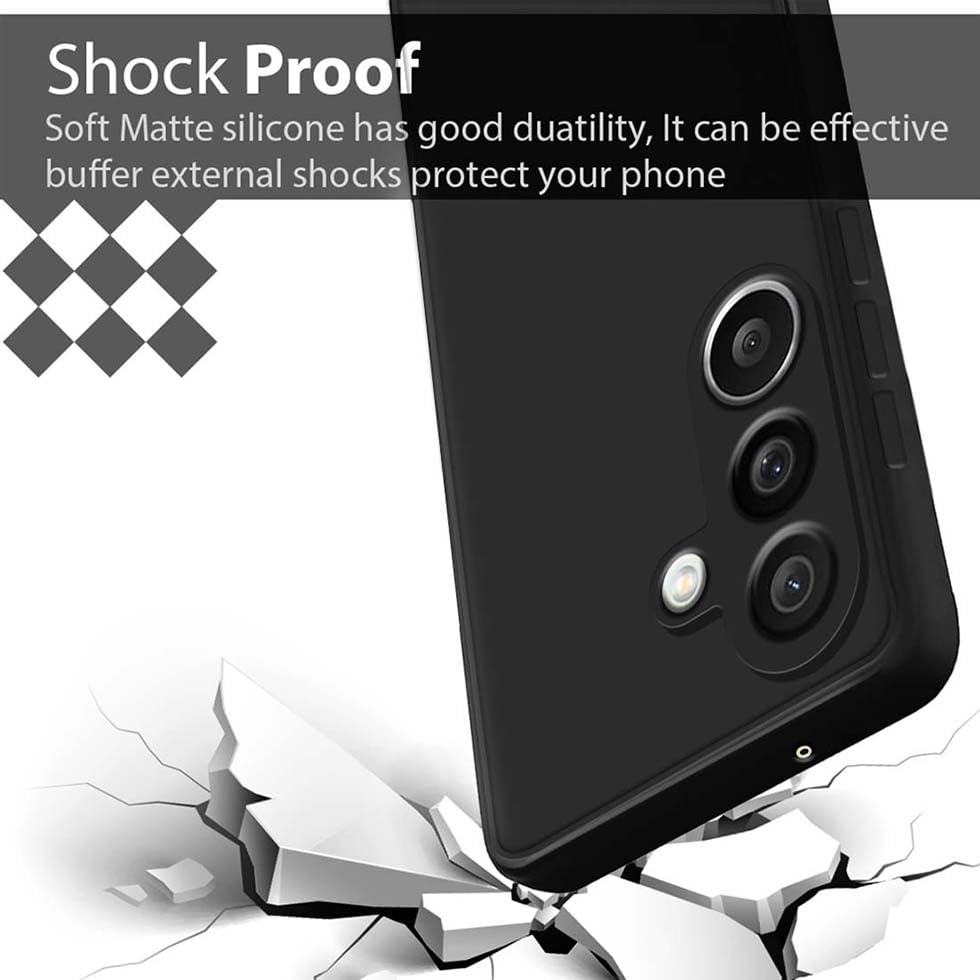 Image of Fashionury Liquid Silicon Back Cover for Samsung Galaxy M56 5G | Camera Protection | Inner Velvet Fabric | Anti-Fingerprint | Ultra Slim Case (Black)