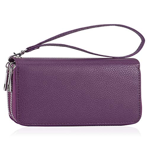Image of XEYOU Double Zipper Long Clutch Wallet Cellphone Wallet for Women with Removable Wristlet Strap for Credit Card, Cash, Coin, Bill