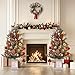 3 ft Prelit Christmas Tree with 78 Warm Lights & Red Berry, Artificial Xmas Trees with Snowflake Light Box Base, for Home, Office, Fireside Christmas Decoration, Set of 2