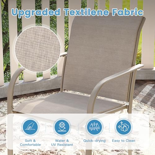Image of DIFY Patio Dining Chairs Set of 6, Stackable Outdoor Metal Chairs for Garden, Porch and Lawn, Sandshell